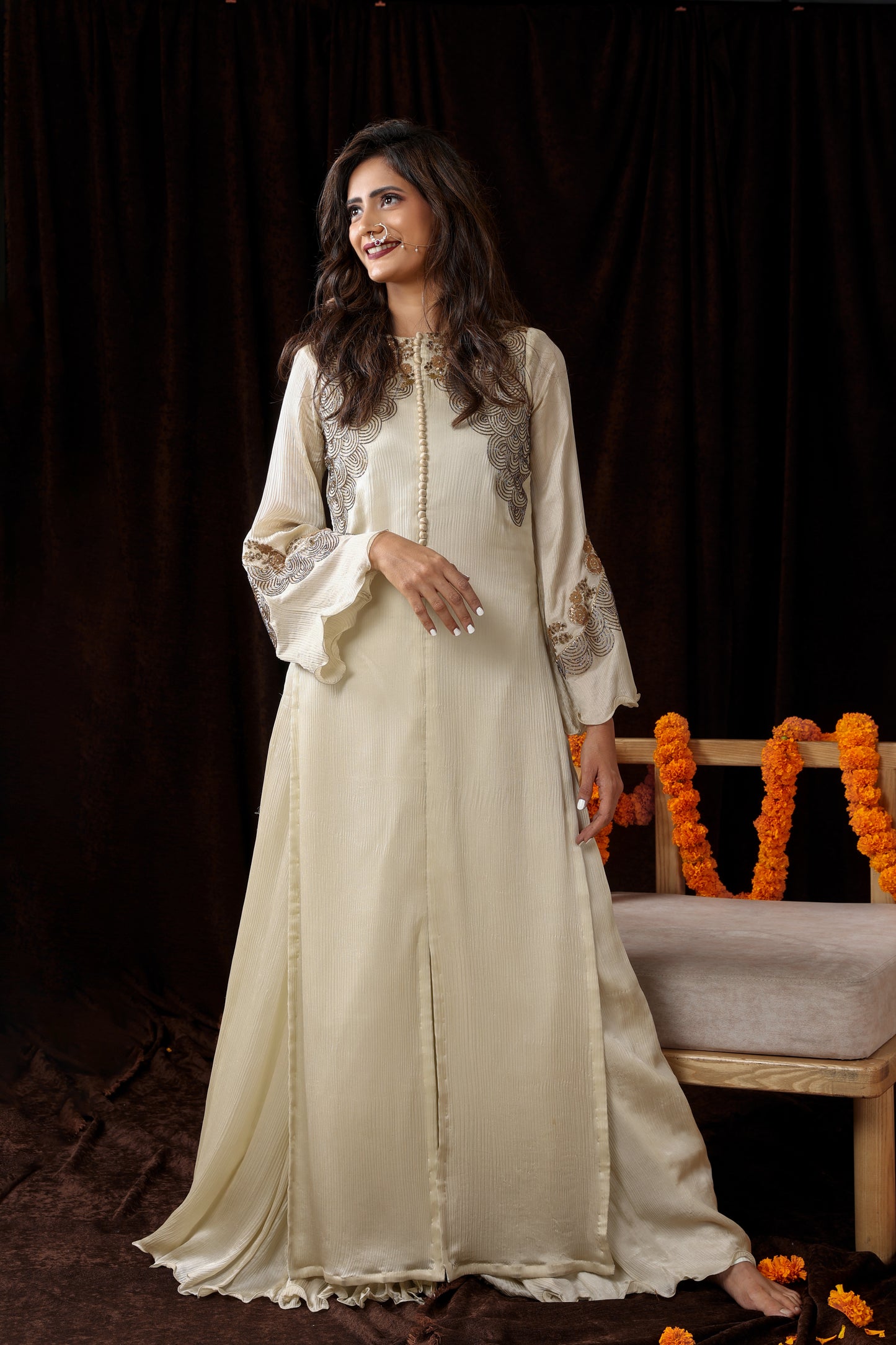 Wrinkle Sharara Set