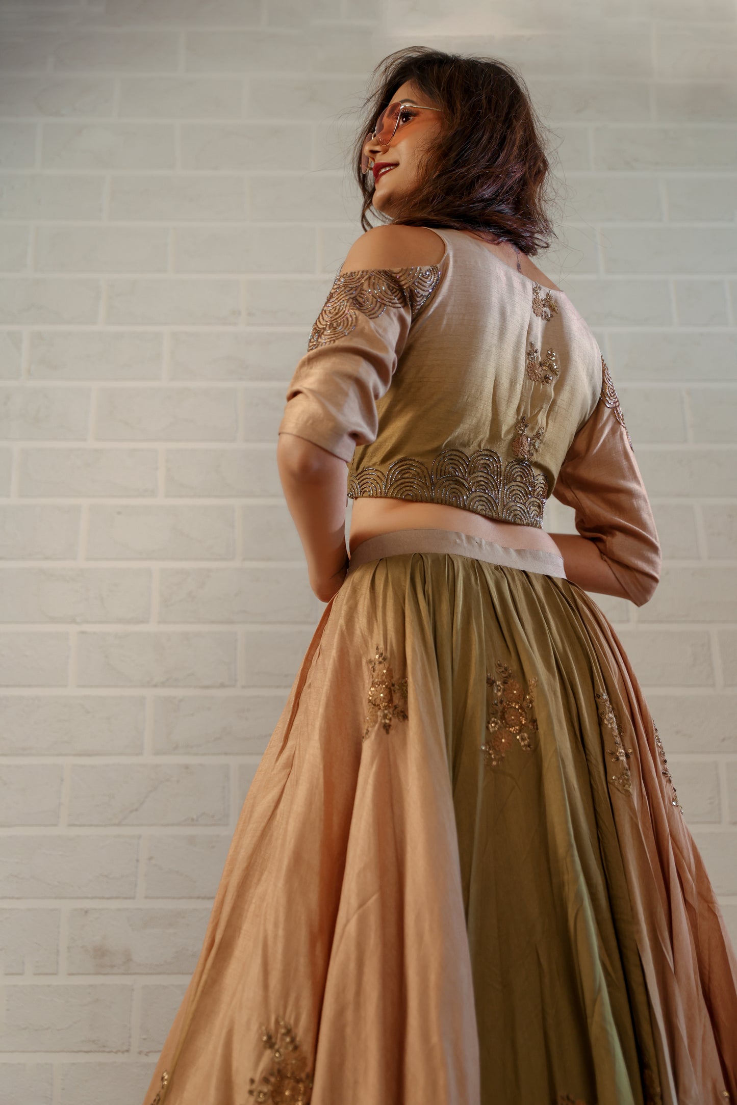 Olive & Gold Skirt Set