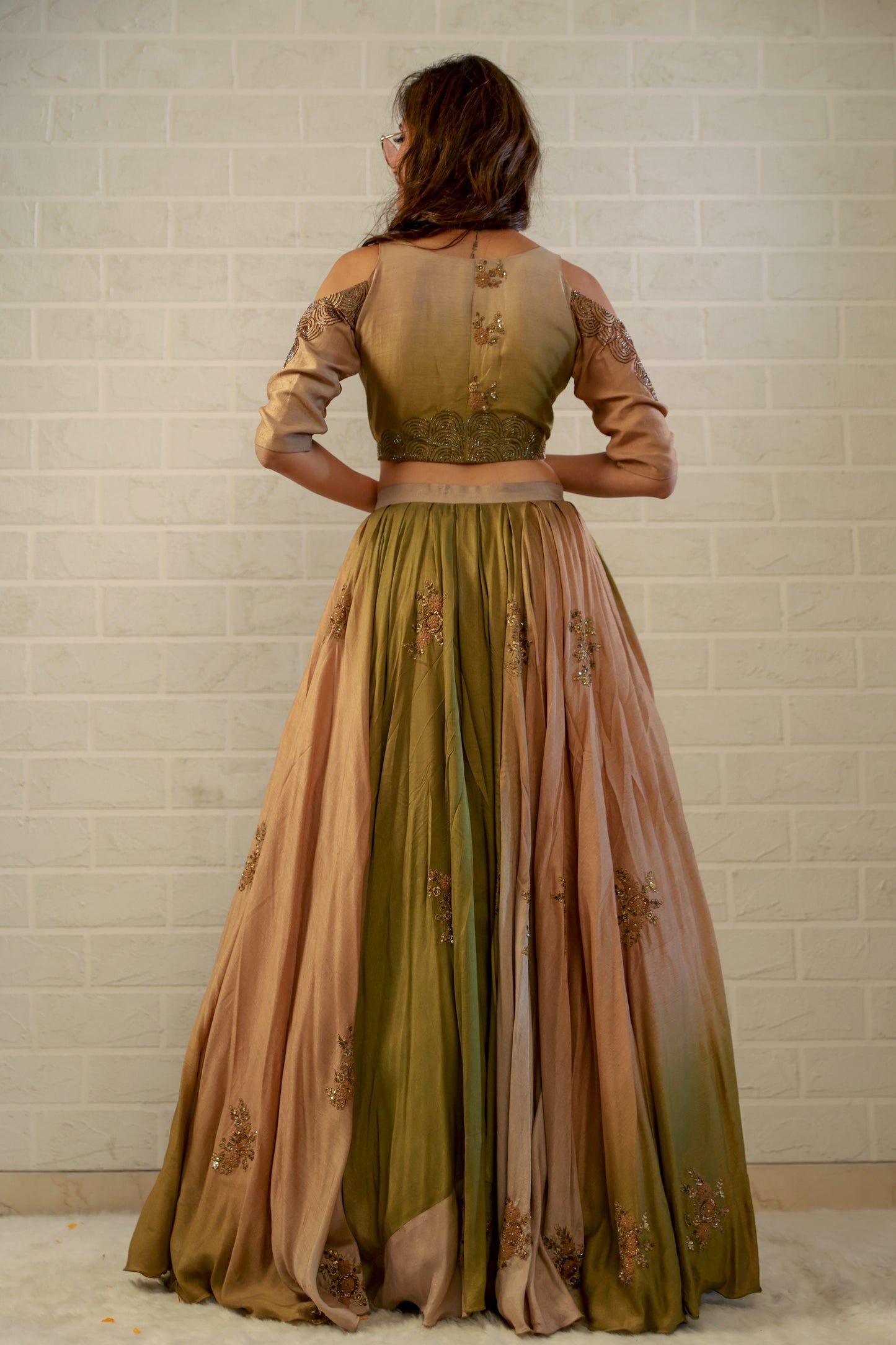 Olive & Gold Skirt Set