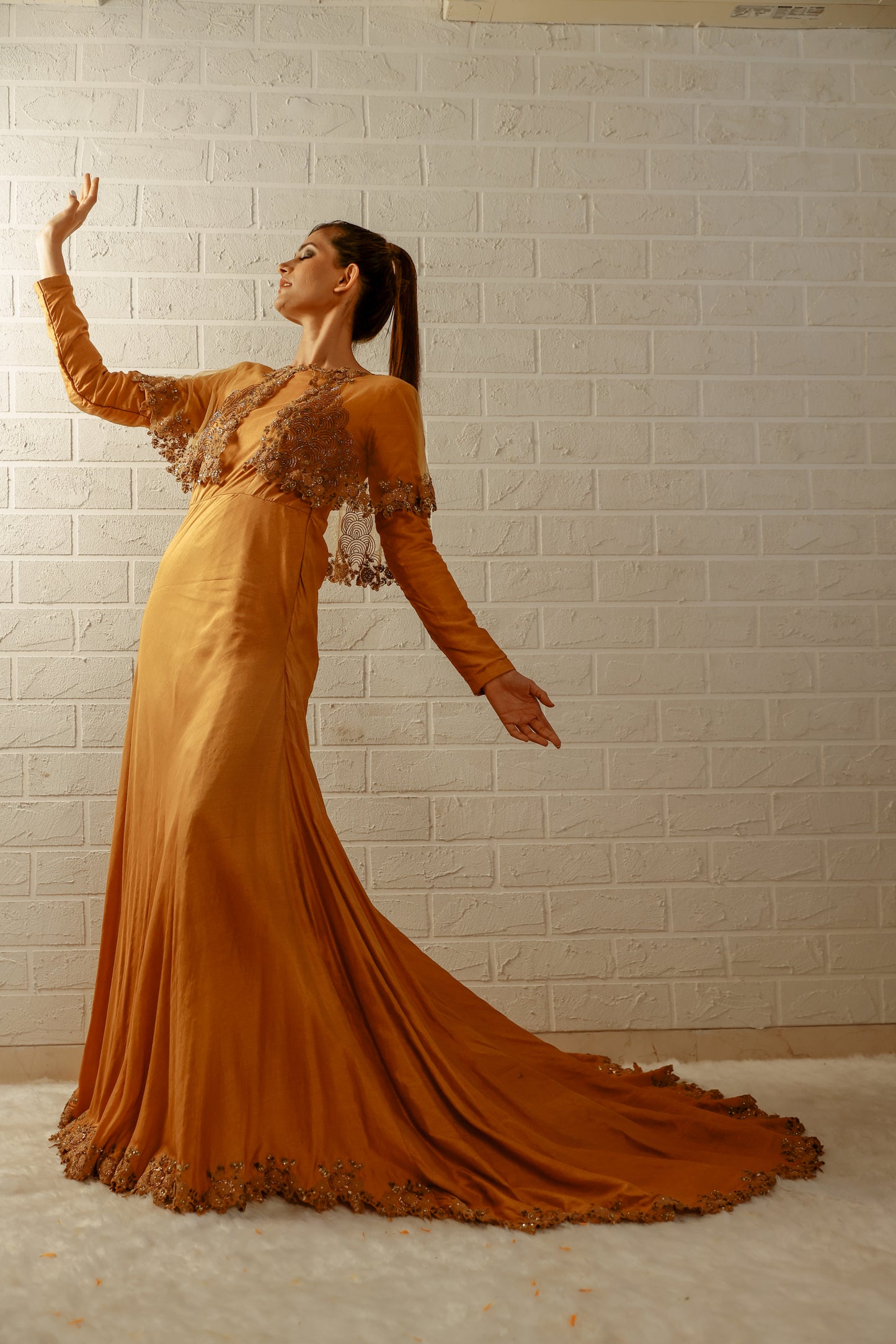 Mustard Trail Gown