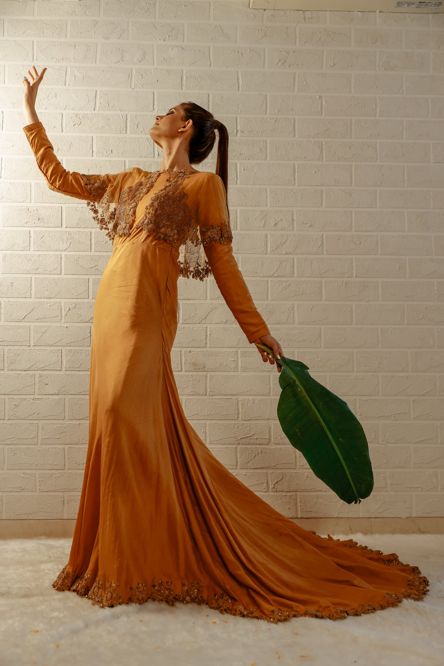 Mustard Trail Gown