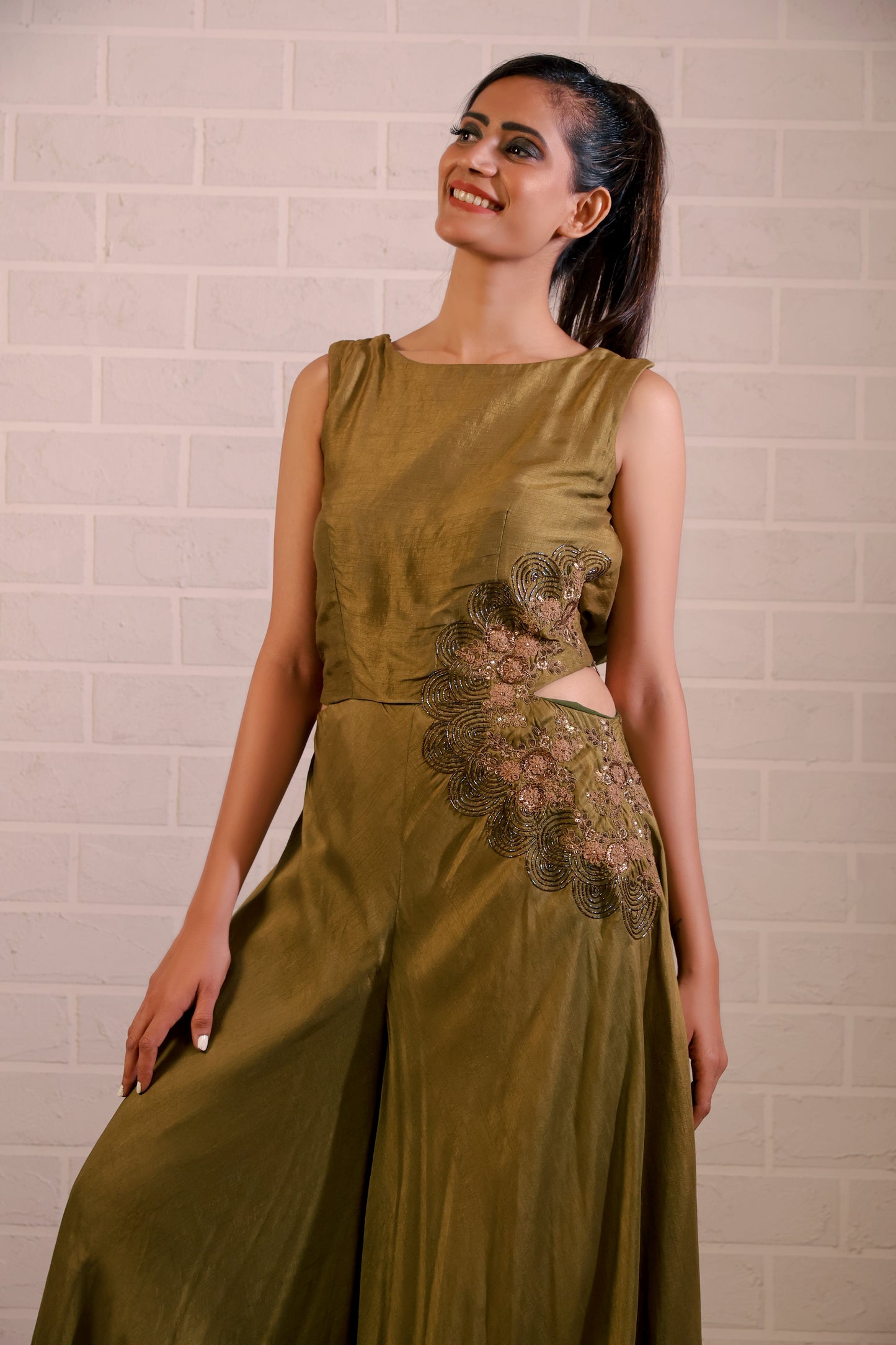 Olive Jumpsuit Gown