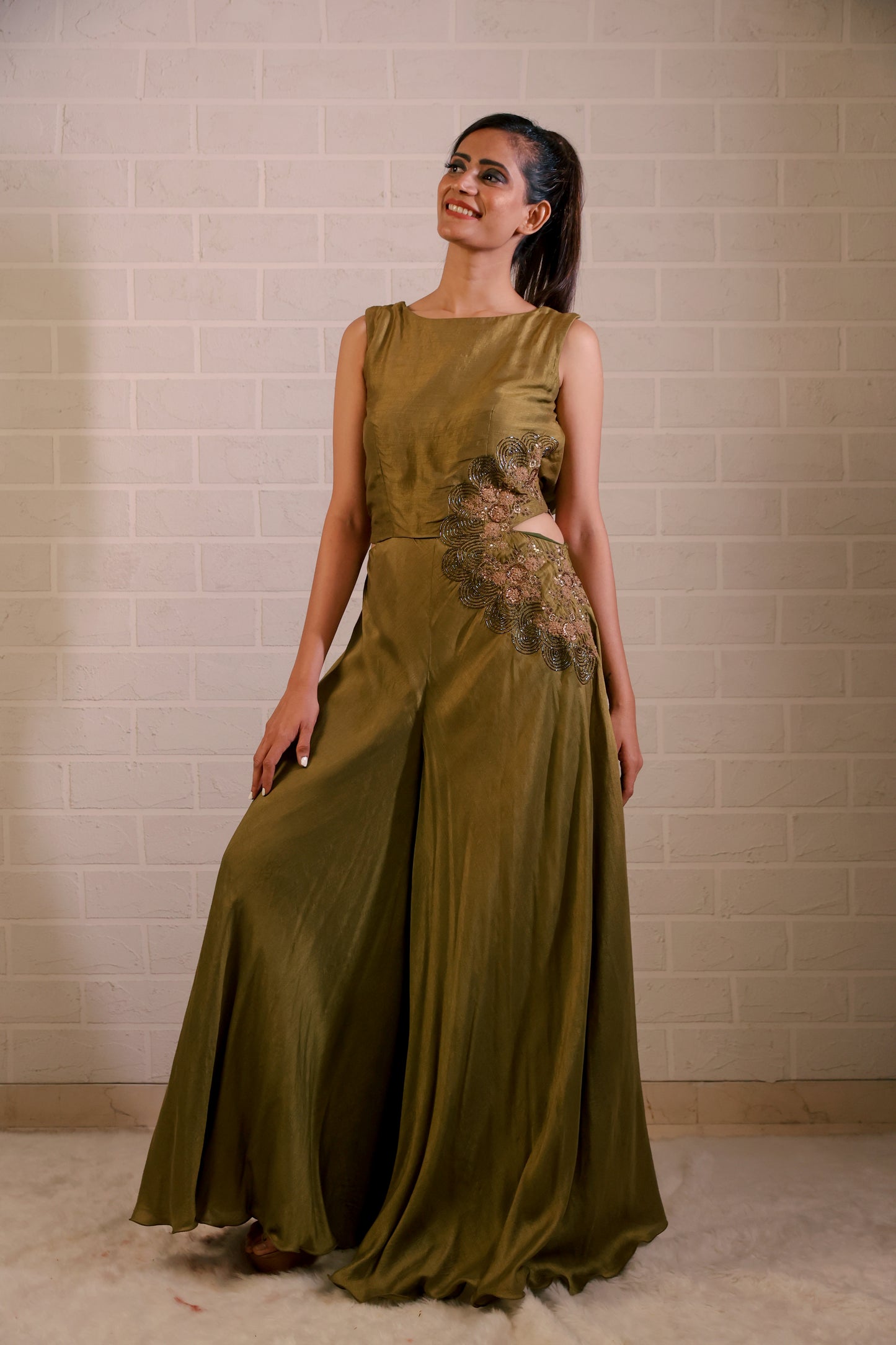 Olive Jumpsuit Gown