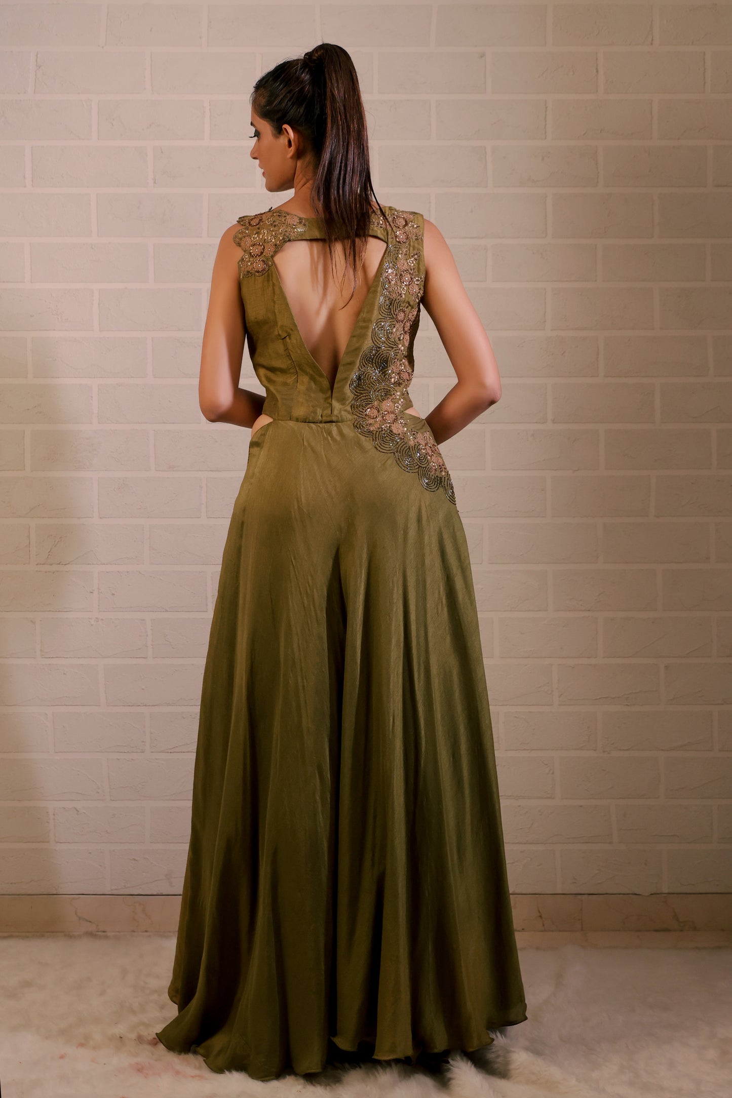 Olive Jumpsuit Gown