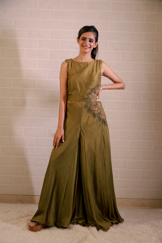 Olive Jumpsuit Gown