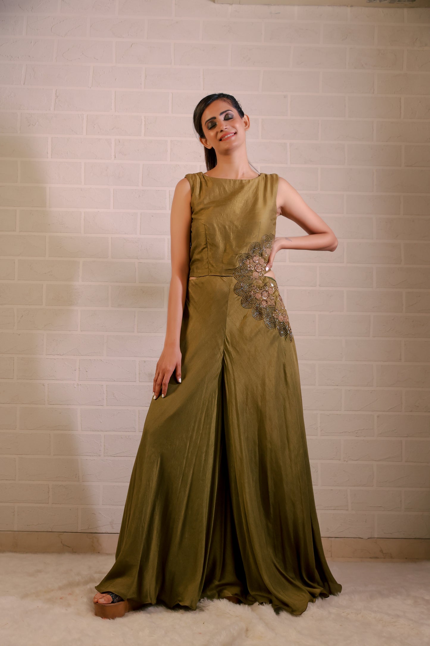 Olive Jumpsuit Gown